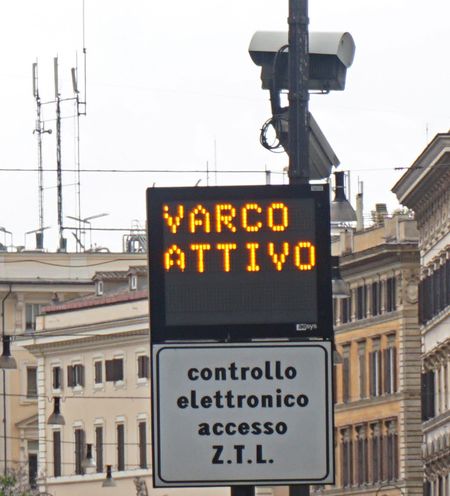 Traffic restriction zone in Rome, Italy